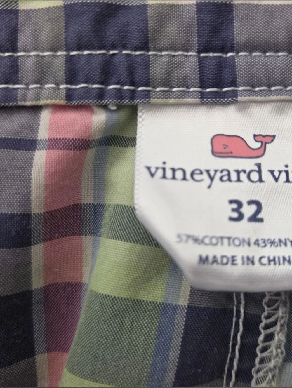 Vineyard Vines Men’s Size 32 Madras Plaid Swim Trunks Board Shorts